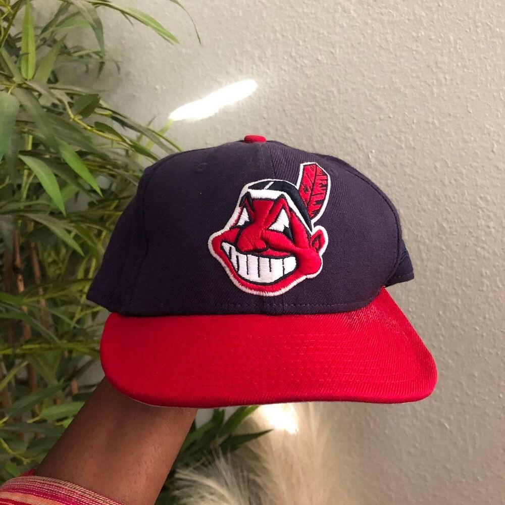 Cleveland Indians Hat Cap Size 7 1/8 Fitted New Era 59Fifty 5950 Chief Wahoo MLB